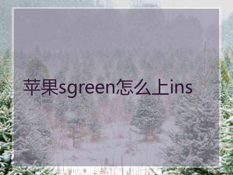 苹果sgreen怎么上ins