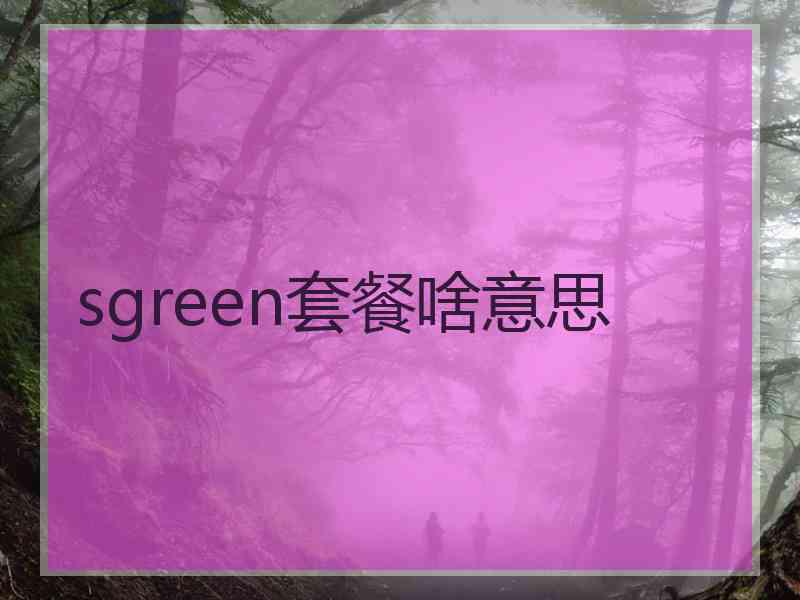 sgreen套餐啥意思