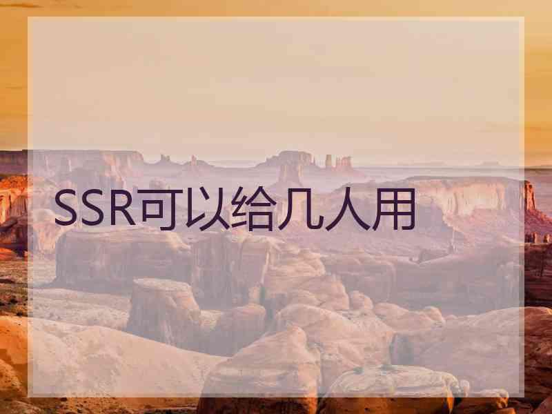 SSR可以给几人用