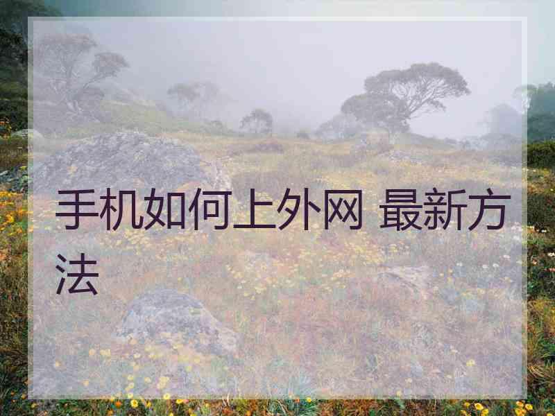 手机如何上外网 最新方法