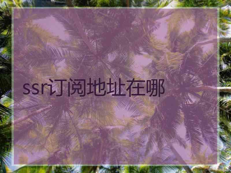 ssr订阅地址在哪